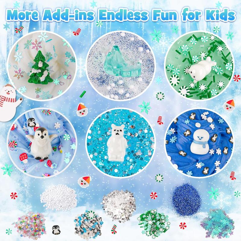 6 Packs Snow Slime Kit for Kids with Slime Add-ins, Slime Kit for Girls & Boys Birthday Christmas Easter Favors halloween new year gifts for kids