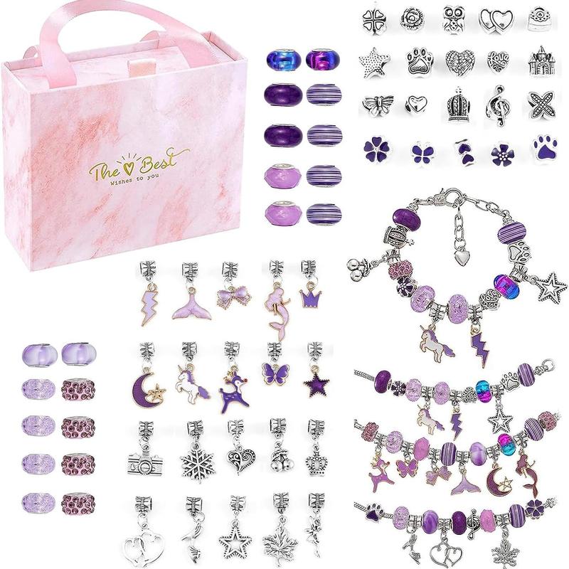 Chrismats 66pcs DIY Jewelry Making Kit, Unicorn & Mermaid Charm Beaded Bracelet, Jewelry Making Kit Great Idea Gift, Creative Craft Materials, Thanksgiving Christmas Gift Set