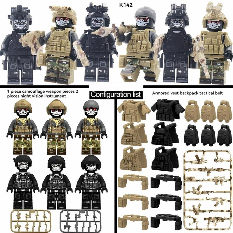 Children's Building Block Soldier Ghost Camouflage Special Forces Figures Set - Military Toy Collection