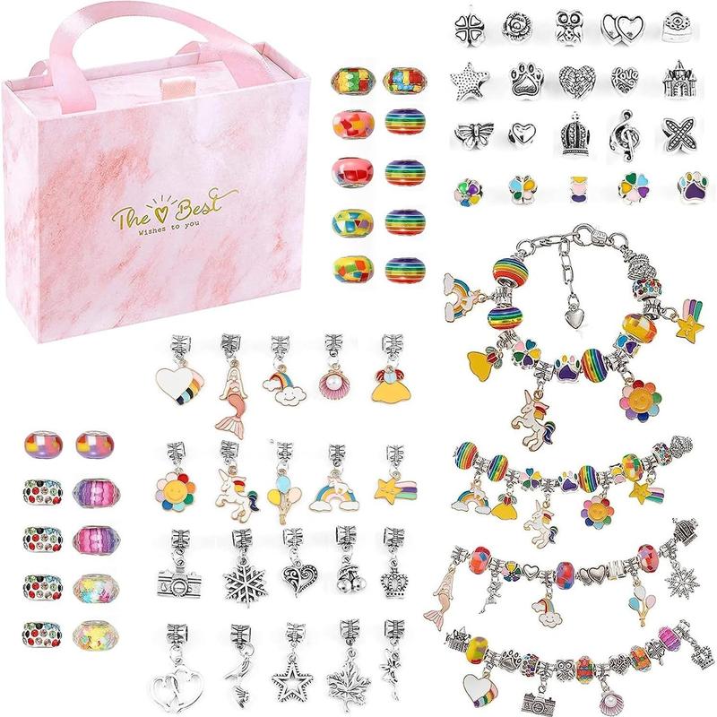 Chrismats 66pcs DIY Jewelry Making Kit, Unicorn & Mermaid Charm Beaded Bracelet, Jewelry Making Kit Great Idea Gift, Creative Craft Materials, Thanksgiving Christmas Gift Set