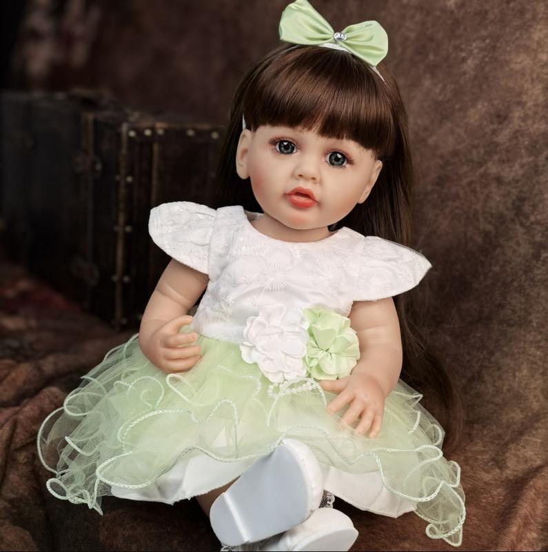 MADOLL 55cm 22inch Girl Doll Can Stand, Lifelike Reborn Baby Full Soft Silicon Body Princess Toddler Bebe Alive Toy Birthday Gift