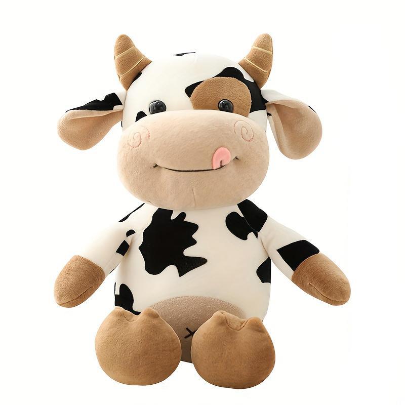 Cute Cow Shaped Stuffed Toy, Soft Cuddly Cartoon Plush Toys, Ideal Birthday Gifts for Teenagers & Adults