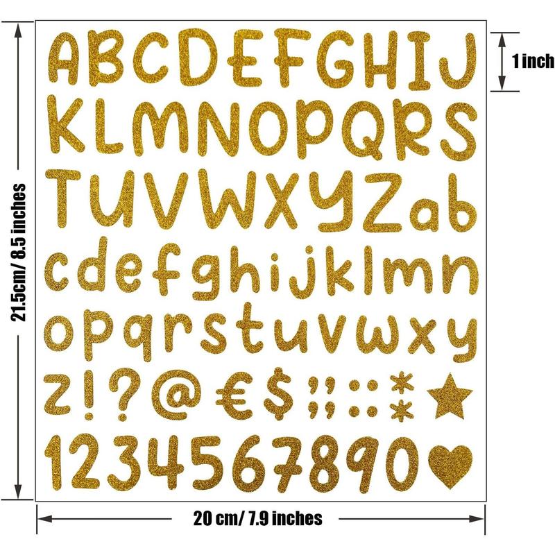 790 count 10 Sheets Letters Stickers Self Adhesive Glitter Letter Alphabet Number Stickers for Classroom Decor,Grad Cap Decoration,DIY Crafts Art Making,Home,Business(, 1 Inch)