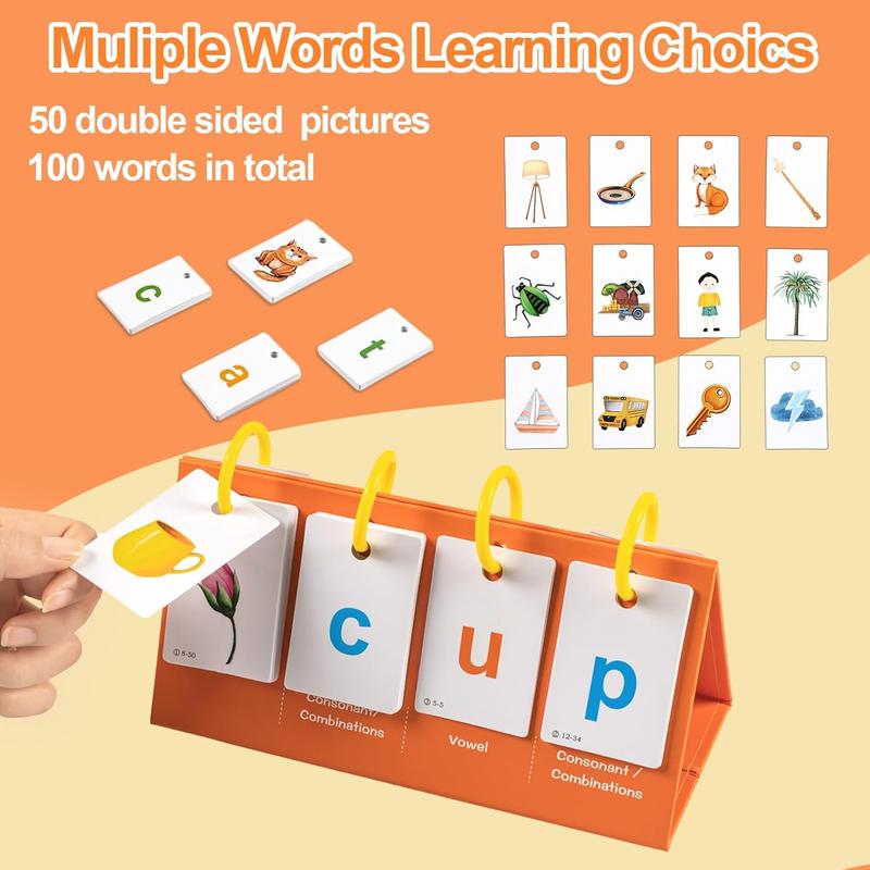 Phonics Flash Cards Learn to Read CVC Word Builder Games, Sight Words Games for Kindergarten Classroom Supplies, Preschool Phonics Learning Activity, Special Education Speech Therapy Toys