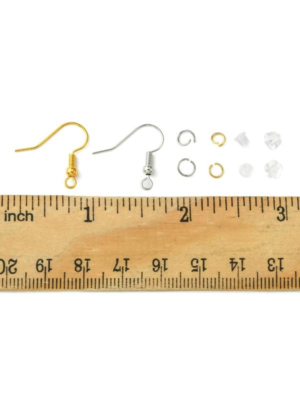 Brass Earring Hooks, 1 Box 6 Styles Brass Earring Hooks, Ear Wire with 304 Stainless Steel Open Jump Rings with Plastic Ear Nuts, DIY Jewelry Accessories