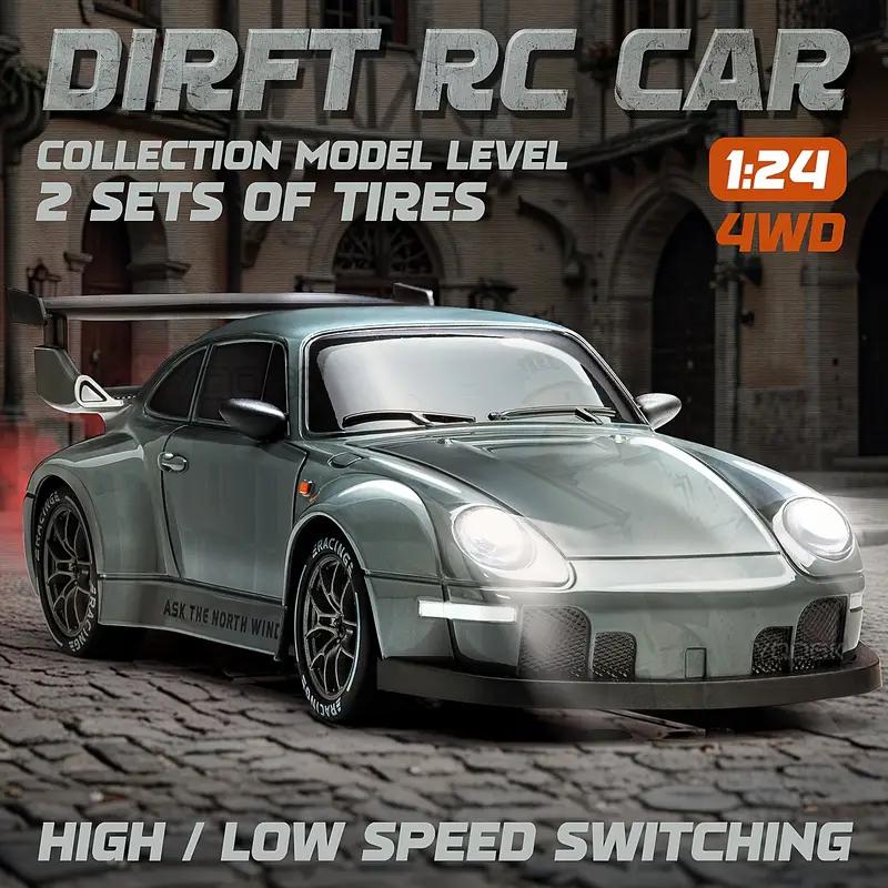 1:24 Scale RC Track Drift Car - 2.4Ghz 4WD with Lights, Tires & Obstacle Tools - Perfect Gift for Youngsters on Birthdays, Christmas, Holidays