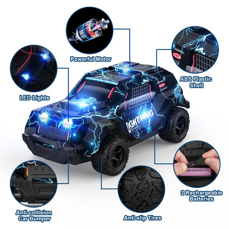 Remote Control Car for Boys 4-7, Off Road Mini RC Car for Kids, Cool Light Up 1 24 Scale Hobby RC Cars Truck Race Car Toy Christmas Birthday Gifts for 3 4 5 6 7 8 Years Old multicoloured occupations dinosaur truck