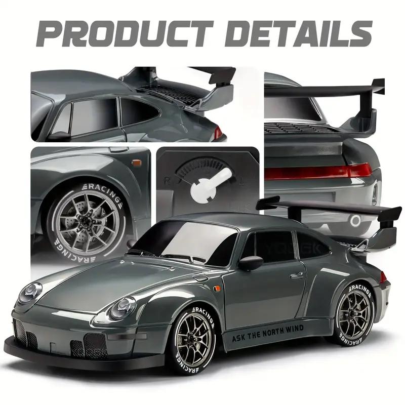 1:24 Scale RC Track Drift Car - 2.4Ghz 4WD with Lights, Tires & Obstacle Tools - Perfect Gift for Youngsters on Birthdays, Christmas, Holidays