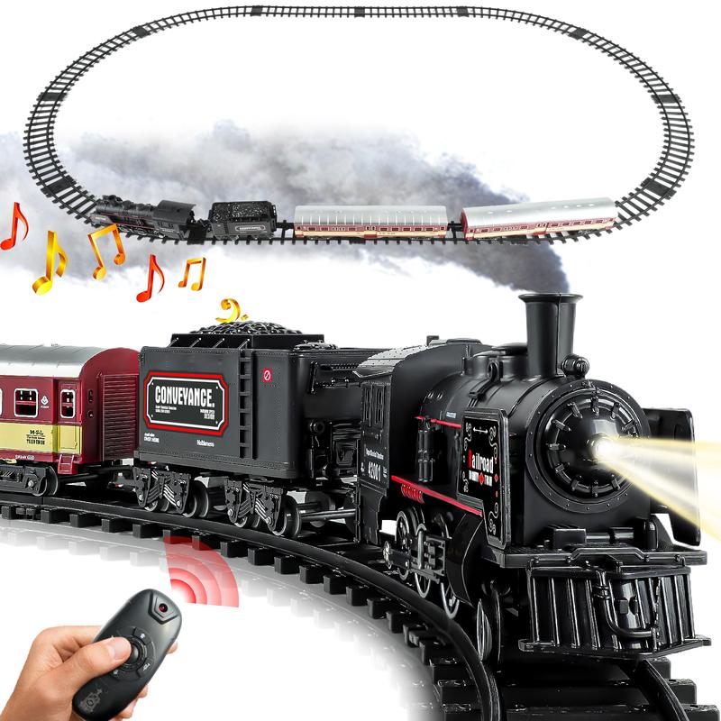 Christmas Remote Control Train, Christmas Gifts Train Set Toys for Boys with Smokes, Lights and Sound