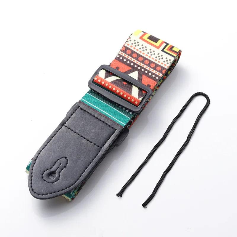 Fashion Retro Ethnic Style Guitar Strap Adjustable Leather Strap for Folk Guitar Electric Guitar Bass Ukulele Guitar Accessories