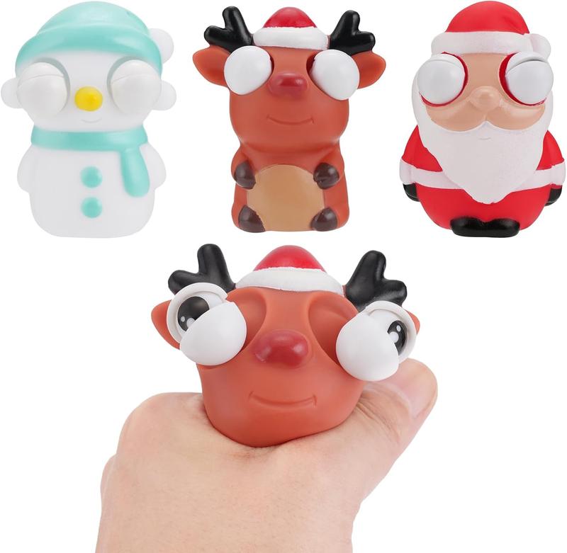 3PCS Christmas Squeeze Pop Out Eye Toys for Girls Boys, Stocking Stuffers for Kids, Kids Stress Relief Toys Adults, Cute Santa Claus, Snowman & Elk