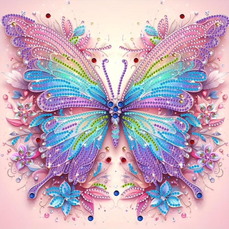 Butterfly Pattern DIY Diamond Arts Colorful Painting Kit without Frame, 1 Count DIY 5D Diamond Arts Colorful Painting Kit, Wall Art Decor for Home