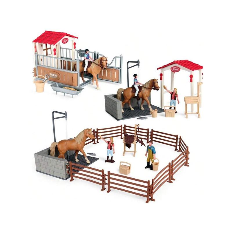 Christmas Decoration Farm Ranch Toys Stable Doll Playset Horse Club With Rider Stable Enclosure Horseback Riding Doll Animal Playset Gifts For Girls And Boys Christmas Day Gifts Children's Play House Toys