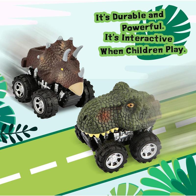 Dinosaur Toys Pull Back Cars for Boy, Dino Car Toy Set for Kids, Pull Back Vehicles for T-Rex Dinosaur Games, Birthday Gifts for Age 2 3 4 5 6 Year Old Toddlers Boys Girls (6 Pack)