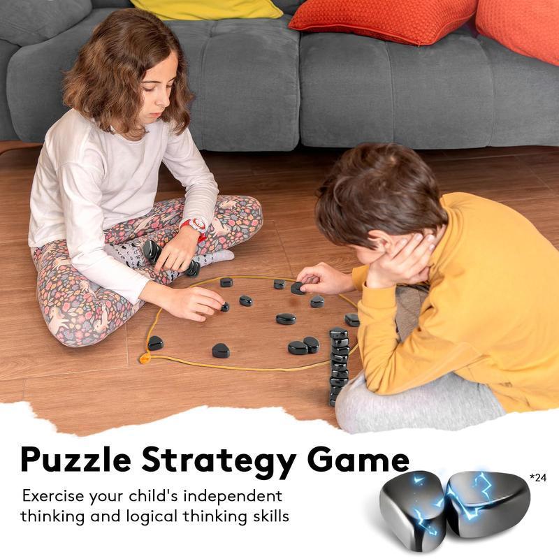 Magnetic Chess Game, Magnetic Chess Gamewith Stones, Magnetic Chess Game with Rocks,Magnet Game with String, Magnet Chess Game.Puzzle Strategy Games for Kids and Adults