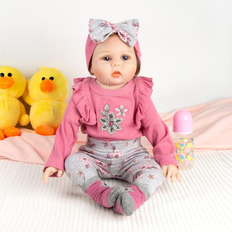 Reborn Doll Clothes and Accessories Long Sleeve Knitted Top 4pcs Suit Reborn Baby Doll Clothes 20-22 inch Girl Outfits