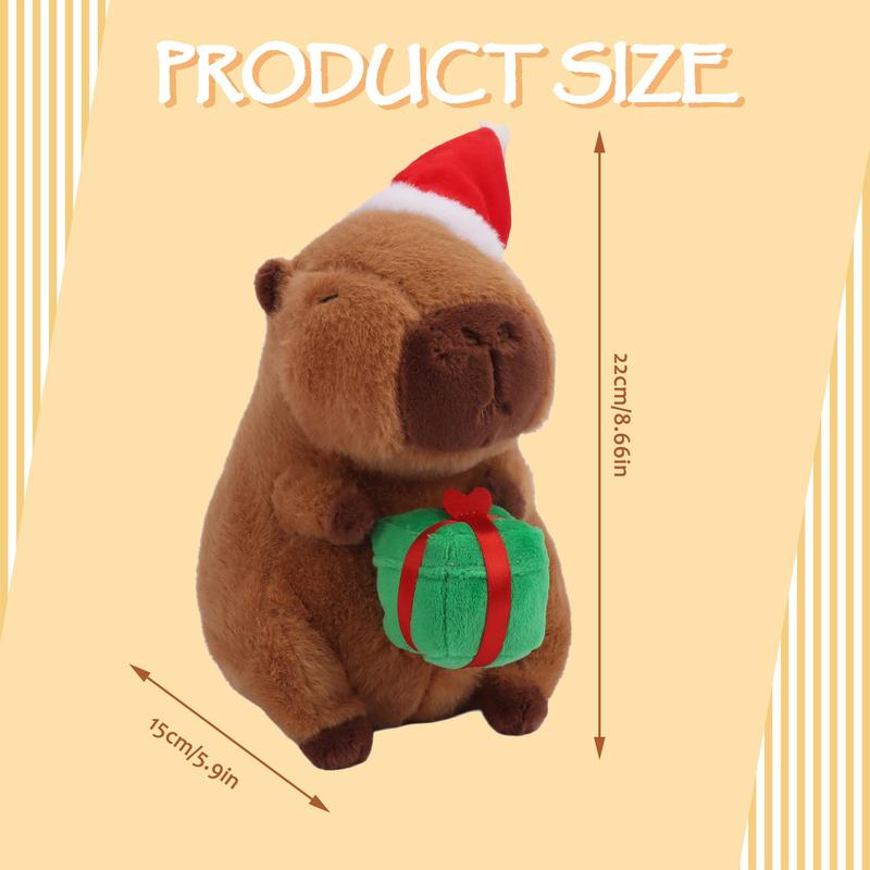 22cm 8.66in Capybara Plush Toys Cuddle Christmas Capybara Toys Unique Capybara Soft Plush Toys With Christmas Gift, Box Stuffed Animal Christmas Decoration