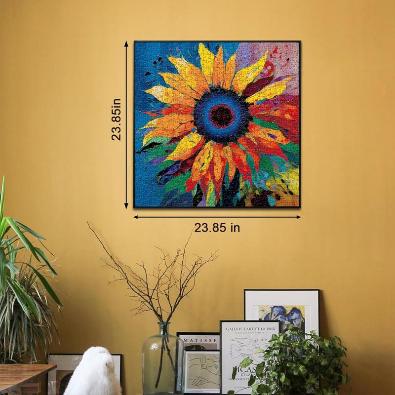 PICKFORU Sunflower Puzzles for Adults 1000 Pieces, Colorful Gradient Flower Puzzle, Fine Art Jigsaw Puzzles 1000 Pieces Painting, Sunflower Floral Puzzle as Sunflower Decor