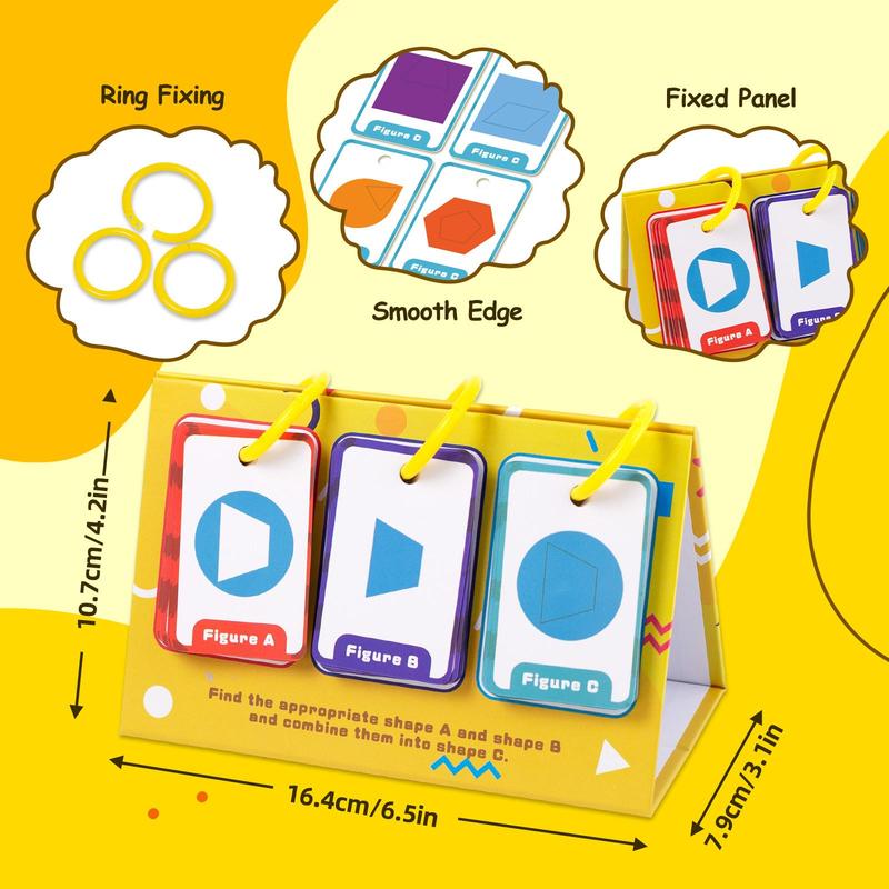 Shape & Color Recognition Flash Card, 2 Sets Educational Card for Speech Therapy Reading Manipulative Spelling, Education Supplies