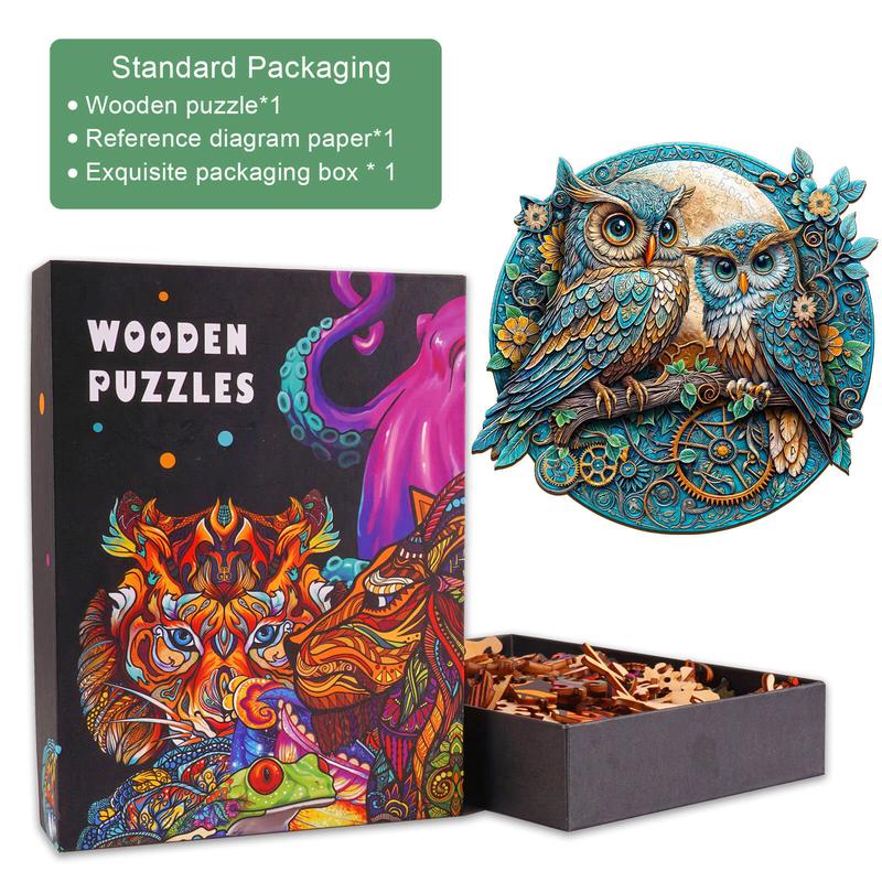 Embossed Owl Wooden Jigsaw Puzzle - Educational Toy for Kids and Adults