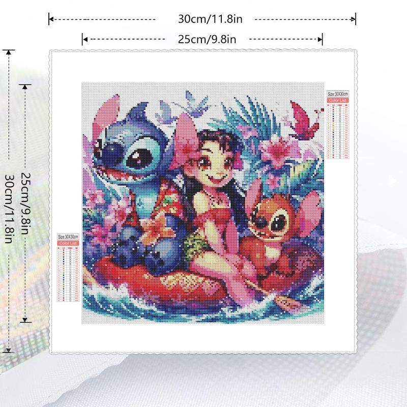 Stitch & Lilo Pattern DIY Diamond Arts Colorful Painting Kit without Frame, 5D Diamond Decorative Painting Kit, Wall Art Decorations for Gifts