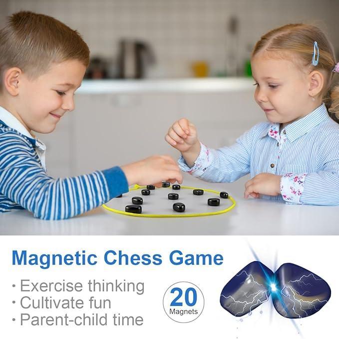 Magnetic Chess Game, Magnetic Chess Gamewith Stones, Magnetic Chess Game with Rocks,Magnet Game with String, Magnet Chess Game.Puzzle Strategy Games for Kids and Adults