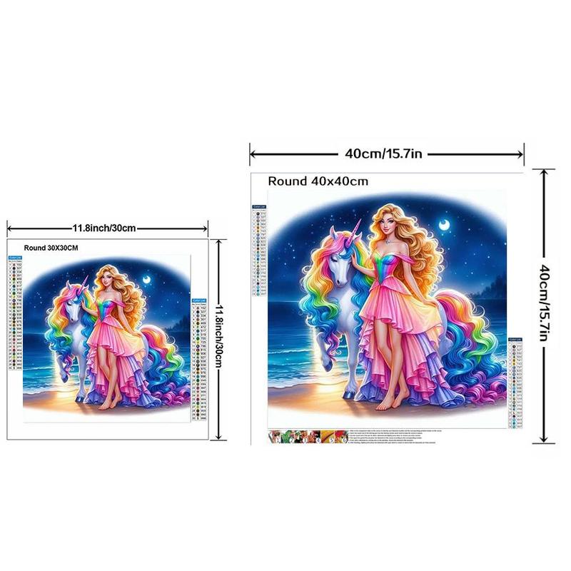 Disney Princesses & Unicorn Pattern DIY Diamond Arts Colorful Painting Kit without Frame, DIY 5D Diamond Arts Colorful Painting Kit, Wall Art Decor for Home