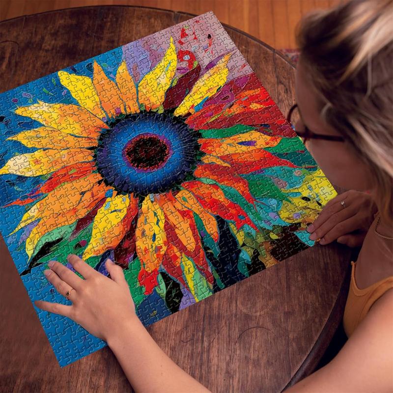 PICKFORU Sunflower Puzzles for Adults 1000 Pieces, Colorful Gradient Flower Puzzle, Fine Art Jigsaw Puzzles 1000 Pieces Painting, Sunflower Floral Puzzle as Sunflower Decor