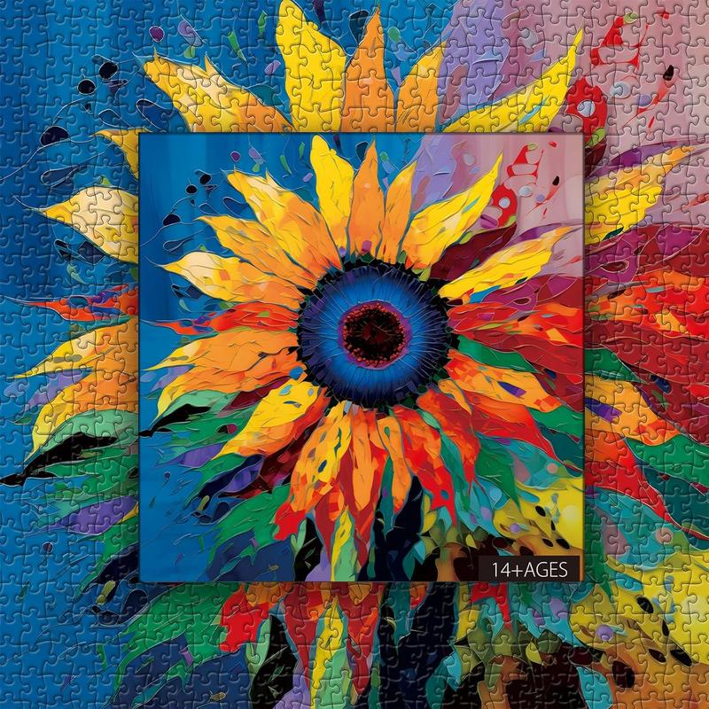 PICKFORU Sunflower Puzzles for Adults 1000 Pieces, Colorful Gradient Flower Puzzle, Fine Art Jigsaw Puzzles 1000 Pieces Painting, Sunflower Floral Puzzle as Sunflower Decor