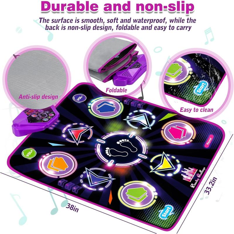 Dance Mat for Kids, Adjustable Volume, Built-in Music, 5 Game Modes, Dancing Game Pad for 3 4 5 6 7 8+ Year Old Girls Boys, Dance Toys Gifts, Perfect Xmas Birthday Gift