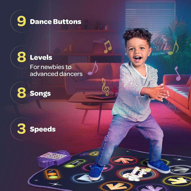 Dance Mat - with 8 Levels & Songs, 3 Speeds and 2 Modes - Light Up Electronic Kids Dance Mat for Kids Ages 4-8, 8-12, Toddlers 3-5   Dance Pad, Dancing Mat Toy Gift for Girls and Boys