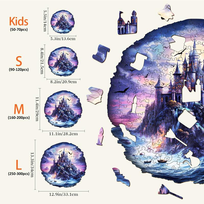 Mysterious Castle Wooden Jigsaw Puzzle for Kids and Adults