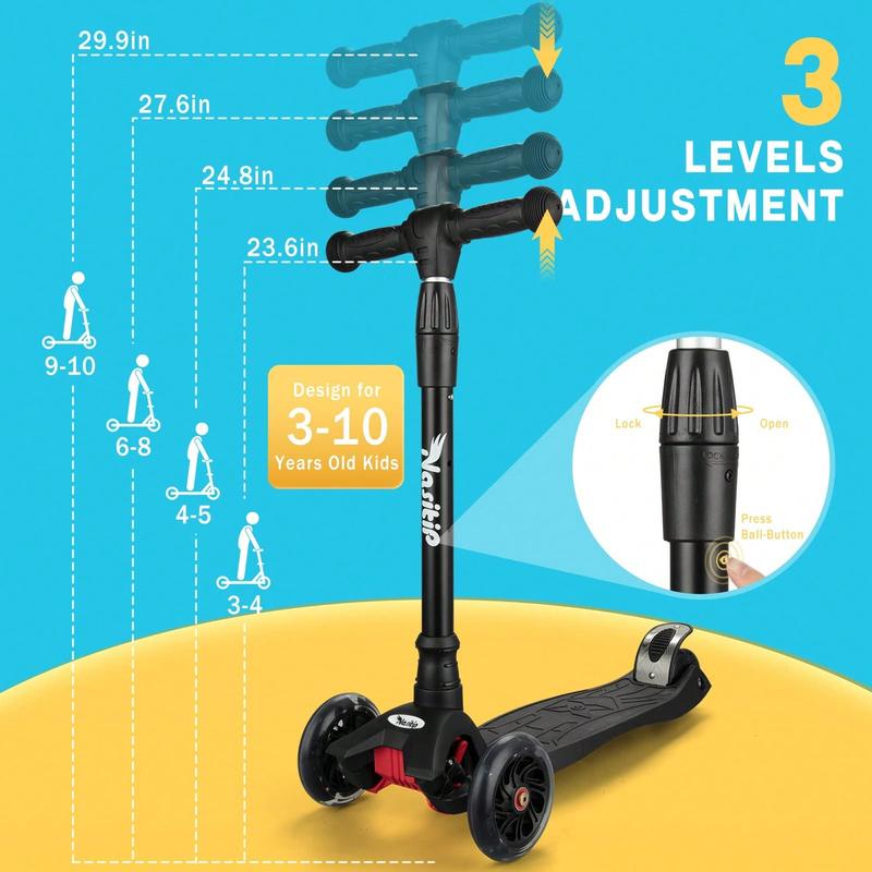 Scooters For Children Age 3-5, Kick Scooter For Boys Girls Toddlers, 4 Adjustable Height, AEBC-9 Bearing, 3 Light Up Wheels, Lean To Steer, Outdoor Activities For Children From 3 To 12 Years Old