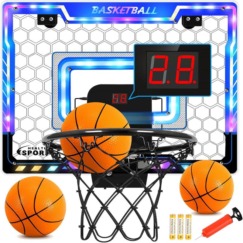 Basketball Hoop Indoor for Kids, Mini Basketball Hoop with 3 Balls,Led Light,Batteries & Electronic S