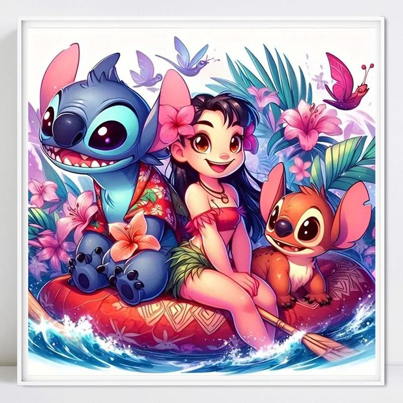 Stitch & Lilo Pattern DIY Diamond Arts Colorful Painting Kit without Frame, 5D Diamond Decorative Painting Kit, Wall Art Decorations for Gifts