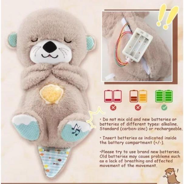 Breathing Otter Plush Toy Pet Cat Nap Sensory with Light and Sound Gift Musical Doll 30cm for Soothing Sleep 02