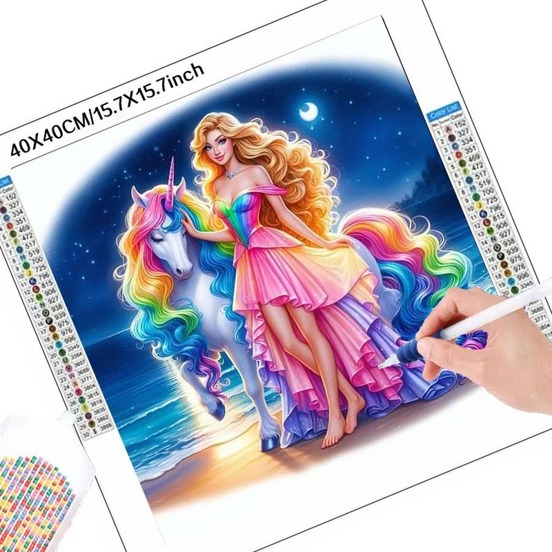 Disney Princesses & Unicorn Pattern DIY Diamond Arts Colorful Painting Kit without Frame, DIY 5D Diamond Arts Colorful Painting Kit, Wall Art Decor for Home