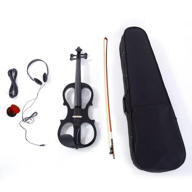 VINCIGO 4 4 Electric Silent Violin, Wood Violin with Case Bow Rosin Headphone Connecting Line V-0 Black Beginner Kit for Adults Teens