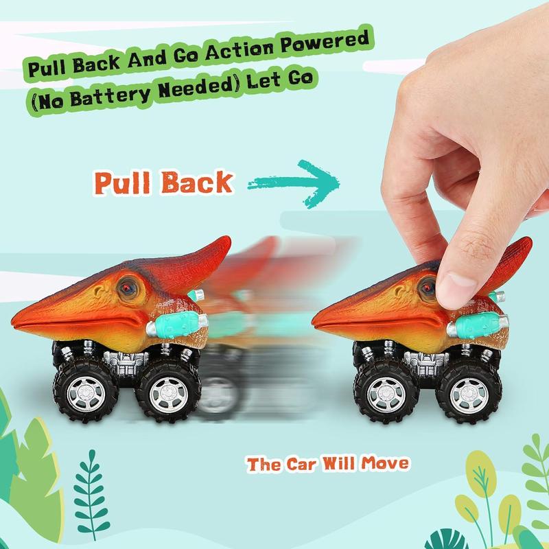 Dinosaur Toys Pull Back Cars for Boy, Dino Car Toy Set for Kids, Pull Back Vehicles for T-Rex Dinosaur Games, Birthday Gifts for Age 2 3 4 5 6 Year Old Toddlers Boys Girls (6 Pack)