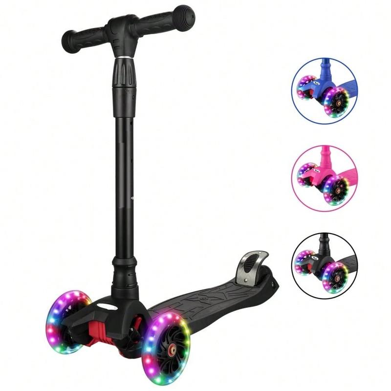 Scooters For Children Age 3-5, Kick Scooter For Boys Girls Toddlers, 4 Adjustable Height, AEBC-9 Bearing, 3 Light Up Wheels, Lean To Steer, Outdoor Activities For Children From 3 To 12 Years Old