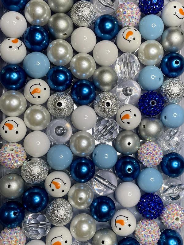 Snow man Mix - 20mm Bubble Gum Bead Mixes, Chunky Bead Mixes