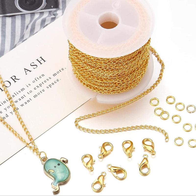 10m DIY Chain with Lobster Clasp & Jump Ring Set, 1 Set DIY Jewelry Making Supplies for Bracelet & Necklace Making