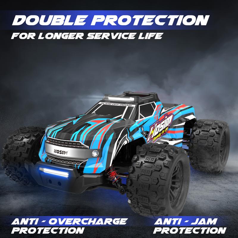 Hosim 1:14 RC Cars with Colorful LED Lights, 40+ KPH High Speed Remote Control Car, 4WD RC Trucks Waterproof Off-Road Jumping Crawler for Boys Children Adults remote control rccar rccar