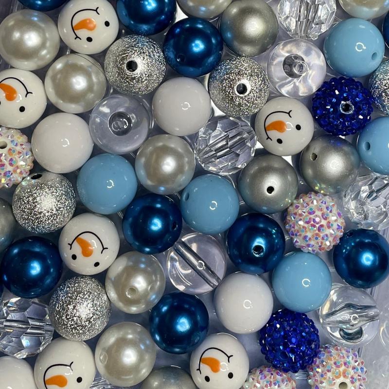 Snow man Mix - 20mm Bubble Gum Bead Mixes, Chunky Bead Mixes