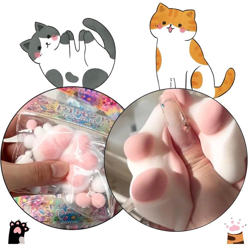 MOBECK Handmade Cat Paw Squishy Taba Squishy Toys Ultra Soft Squishy Fidget Toys Silicone Squeeze Toys for Stress Relief Cute Kawaii Squishies PVC Sensory Toys (Black Pink)