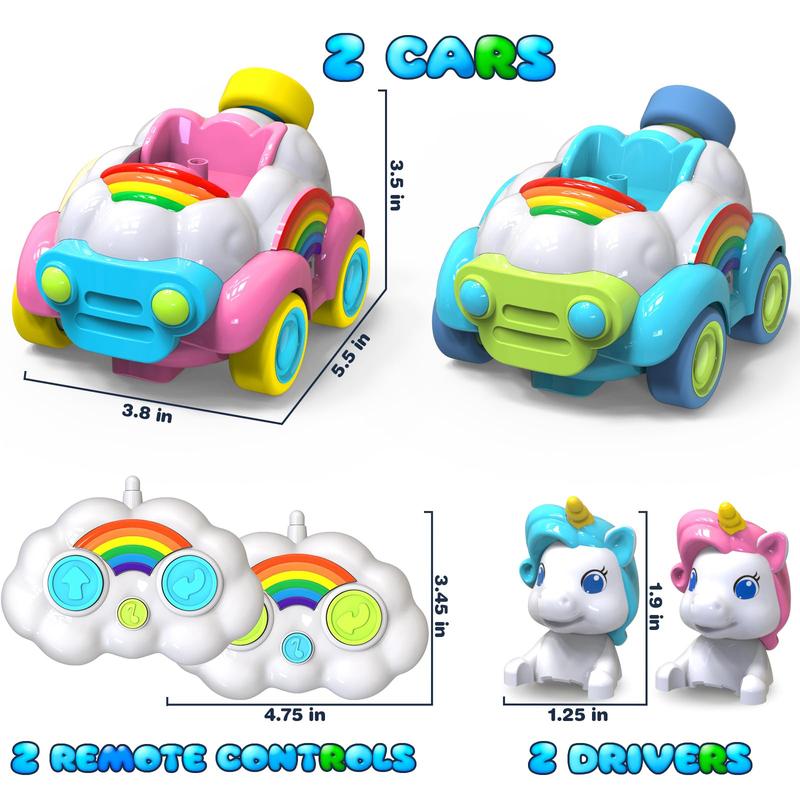 Unicorn Remote Control Cars,Toys for Ages 2-4, Rechargeable Toys for 3 Year Old Girl, 2 Pack with LED Lights,Music,and Sound,Birthday Gift