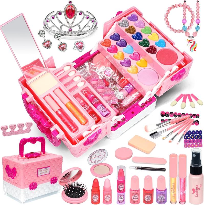 Christmas Makeup Kit for Girl - Makeup Kit Toys for Girls Washable Real Make-up Kit Toy for Little Girls, Toddler Make up & Non-Toxic Cosmetic Set