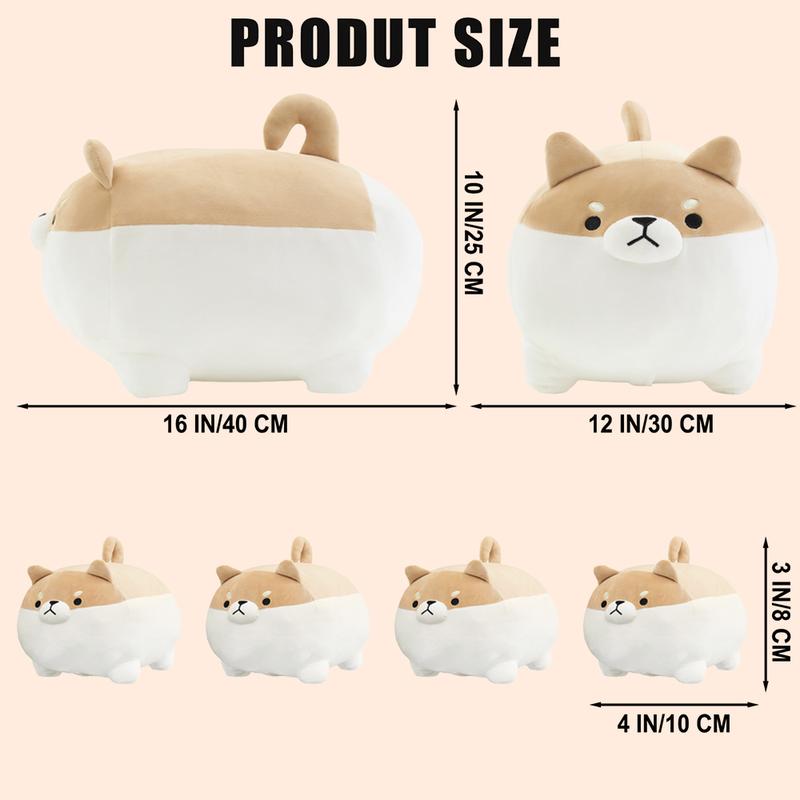 Stuffed Animal Shiba Inu Plush Toy with 4 Baby , Soft Anime Kawaii Animal Pillow,Stuffed Cotton Plush Animal Toy Gift for Kids