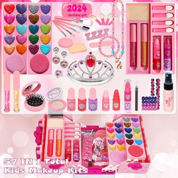 Christmas Makeup Kit for Girl - Makeup Kit Toys for Girls Washable Real Make-up Kit Toy for Little Girls, Toddler Make up & Non-Toxic Cosmetic Set