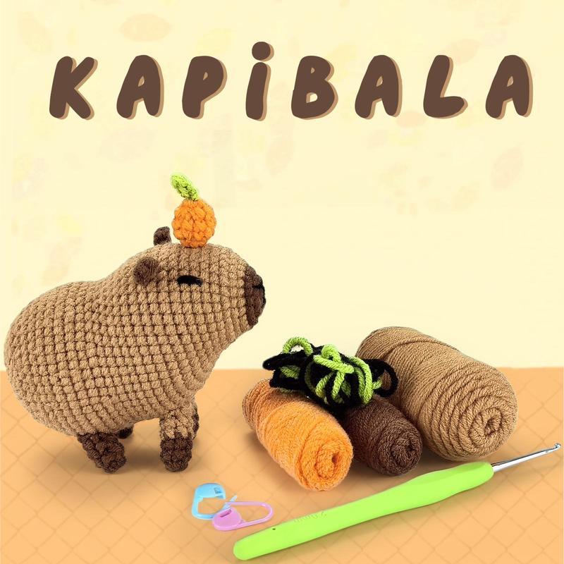 Cute Animal Crochet Kit, 1 Set DIY Capybara Crochet Set, Accessories Tools Random Colors, Knitting Kit for Beginners & Enthusiasts